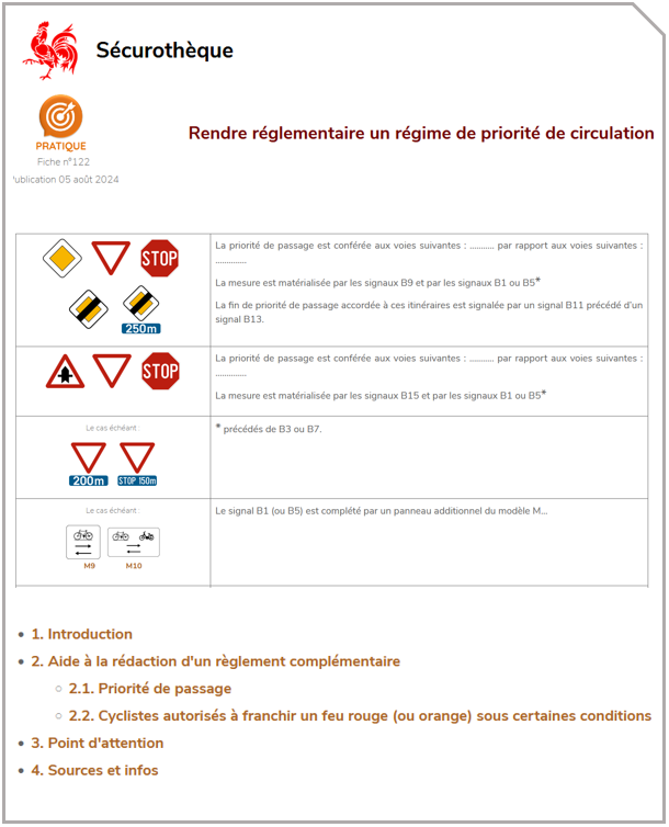 Rendre réglementaire un régime de priorité de circulation