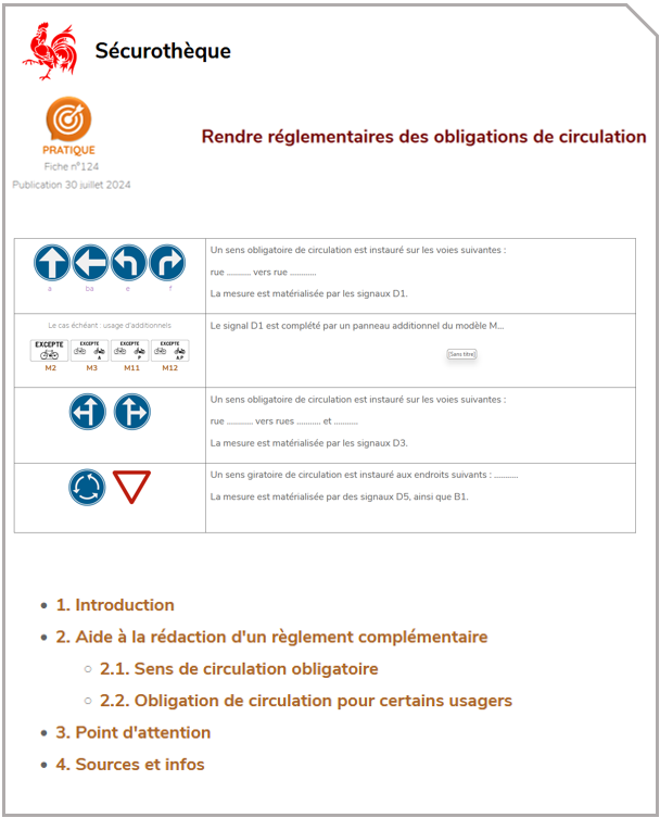 Rendre réglementaires des obligations de circulation