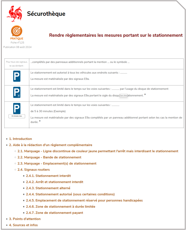 Rendre règlementaires les mesures portant sur le stationnement