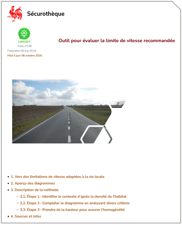 Outil pour évaluer la limite de vitesse recommandée 